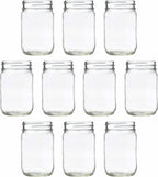 DISCOUNT PROMOS Decorating Mason Jars 12 oz. Set of 10, Bulk Pack - Glass Jars for Overnight Oats, Candies, Fruits, Pickles, Spices, Beverages - Clear