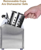 uxcell Kitchen Utensil Holder, Stainless Steel Cylinder Flatware Silverware Utensil Holder with 3 Compartments, Caddy Drying Rack Countertop Silverware Organizer for Buffets (3 Holes)