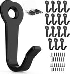 15 Utility Hooks Wall Mounted with 30 Screws - Black Heavy Duty Hooks for Coat, Robe, Bag, Key | Garage Entryway Hanging Organizer, Closet & Bathroom Hardware