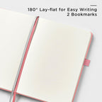 &And Per Se Dotted Journal Notebook, A5 Hardcover Leather Bullet Dotted Journal, 160 Pages 100GSM Thick Paper, 3 Sheets of Stickers Included - 5.7'' x 8'' (Rose pink)