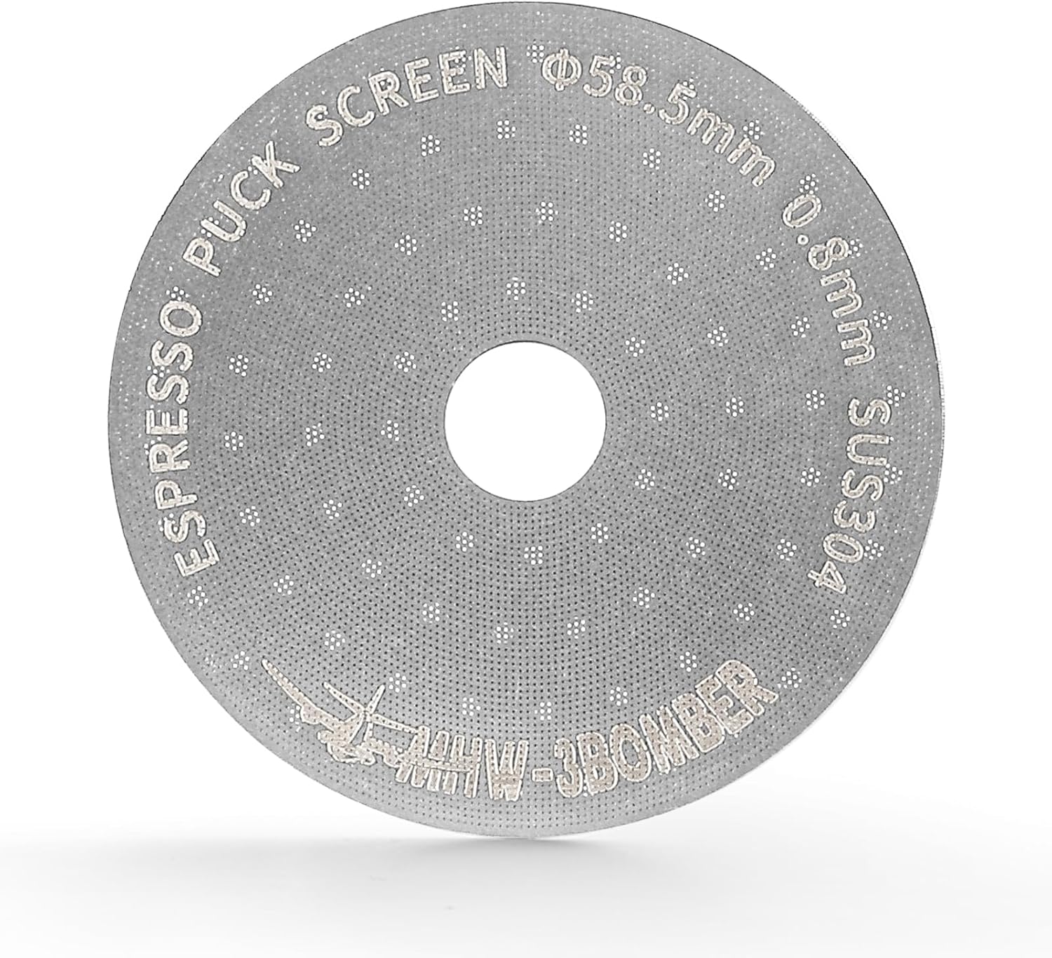 MHW-3BOMBER 58.5mm Espresso Puck Screen with Round Hole Metal Espresso Filter 0.8mm Thickness Coffee Filter for La Marzocco/Gaggia FG5586-OS