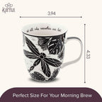 Karma Gifts 16 oz Black and White Boho Mug Dragonfly - Cute Coffee and Tea Mug - Ceramic Coffee Mugs for Women and Men