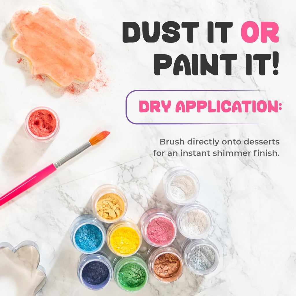 Bakerpan Pearl Luster Dust Edible, Leaf Green Edible Glitter for Cocktails, Set of 2-4 Grams Glitter for Cake Decorating, Cookies, Chocolates and Candies, Drinks (Made in USA)