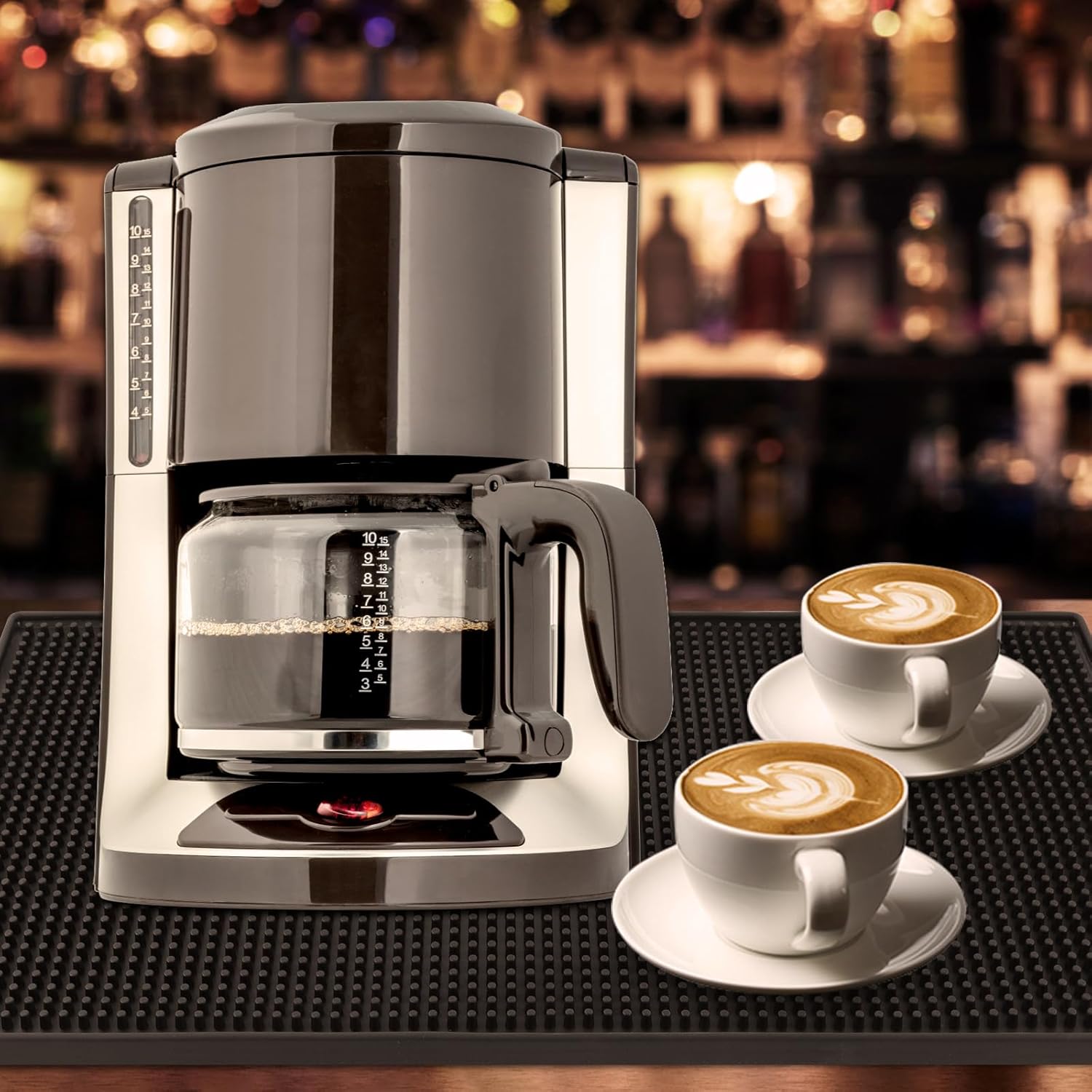 Extra Large (28 inch by 16 inch) Thick Rubber Service Bar Mat for Home Kitchen Counter Mat, Bartender Bar Mat, Dish Drying Mat, 1 Pack Black