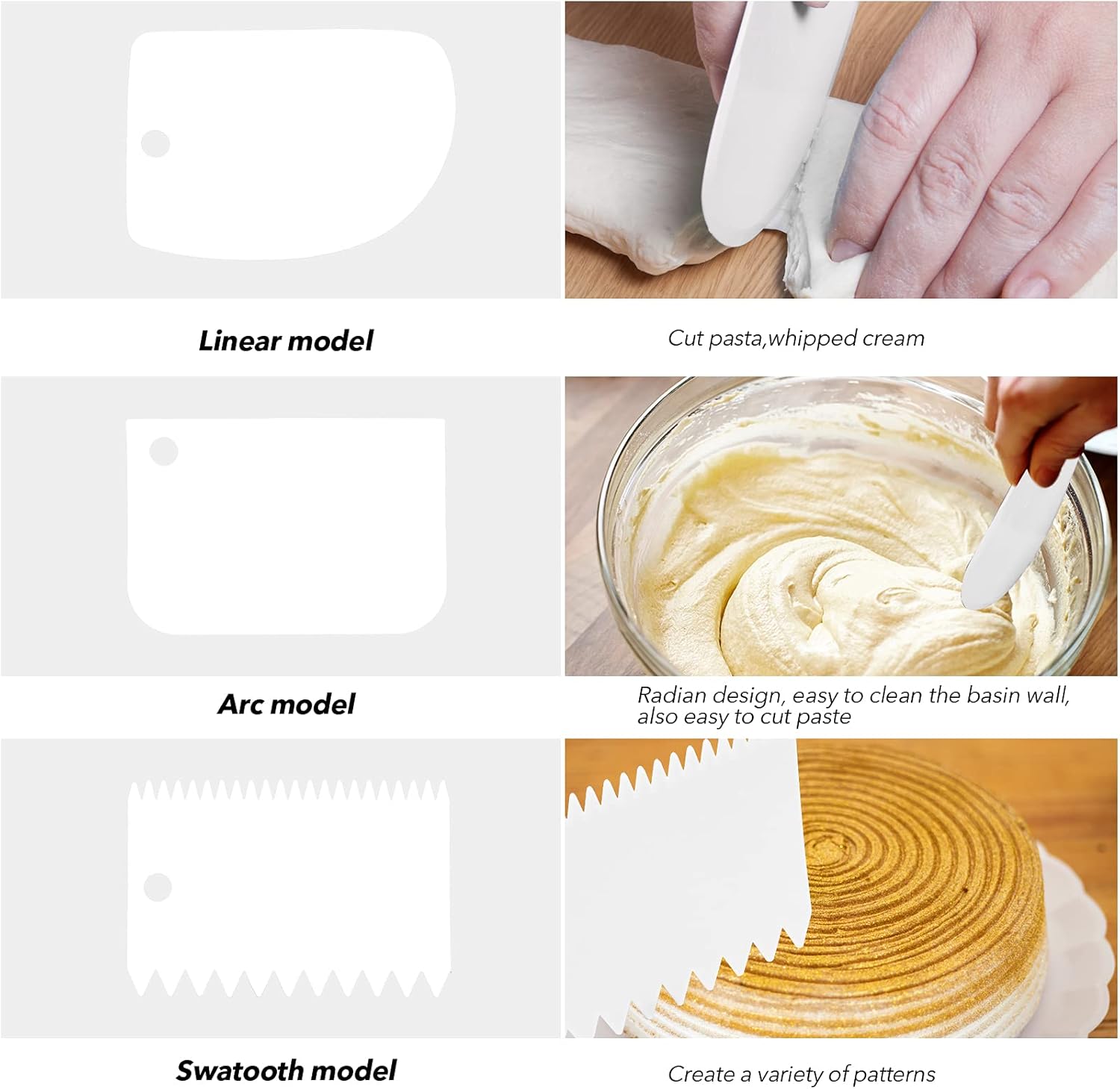 Stainless Steel Icing Spatulas Angled Cake Spatulas with 3 Cake Smoother Scrapers- Professional Frosting Offset Spatula Set with 6, 8, 10 inch Blades for Cake Decorating