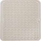 Silicone Dish Drying Mat for Multiple Usage,Easy clean,Eco-friendly,Heat-resistant Silicone Mat for Kitchen Counter or Sink,Refrigerator or Drawer liner Tapioca M 12 inches x 12 inches