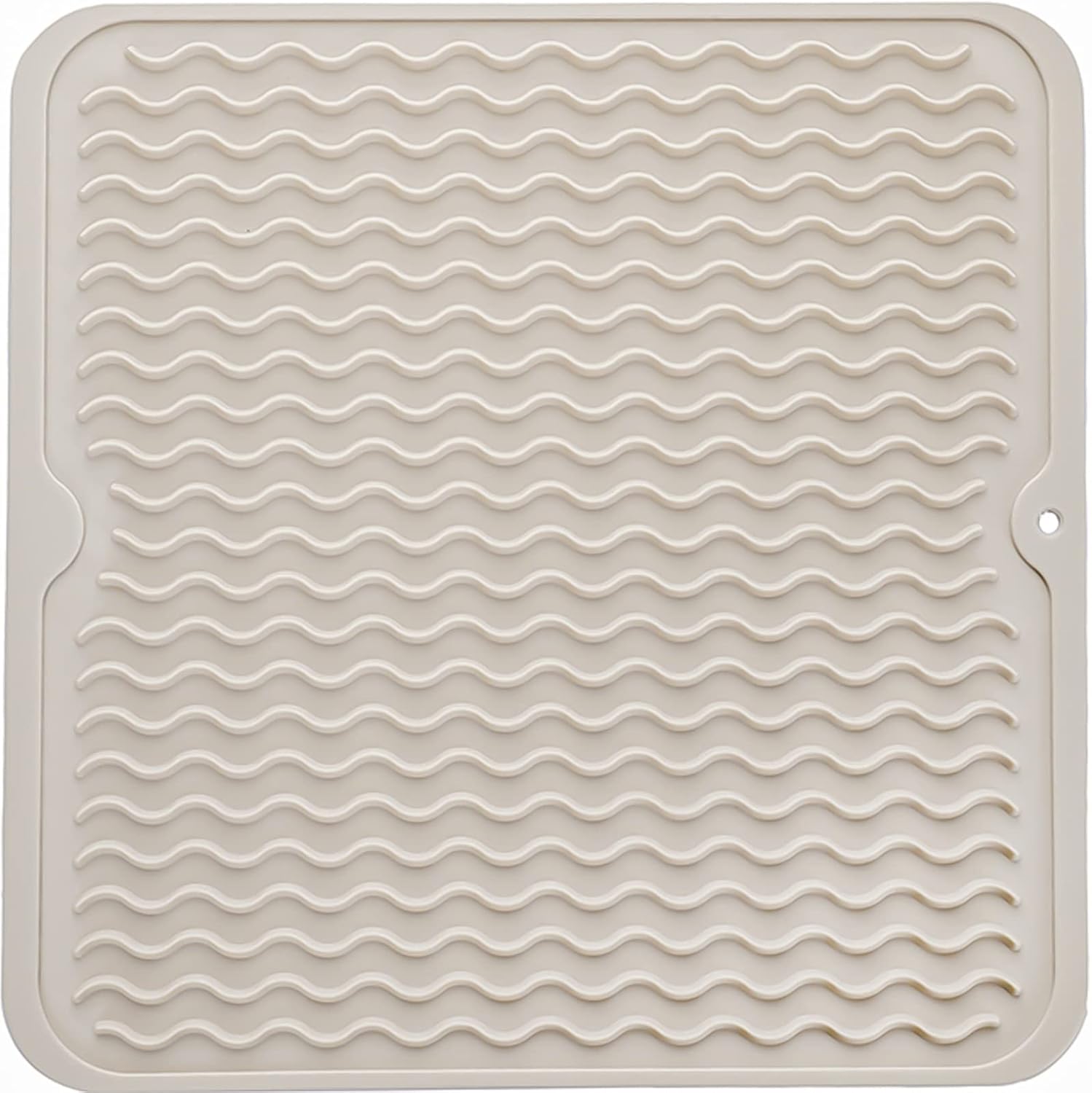 Silicone Dish Drying Mat for Multiple Usage,Easy clean,Eco-friendly,Heat-resistant Silicone Mat for Kitchen Counter or Sink,Refrigerator or Drawer liner Tapioca M 12 inches x 12 inches