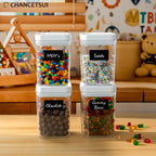 CHANCETSUI Airtight Kitchen Food Storage Containers: Clear Plastic Pantry Organizer with Lids for Baking Ingredients, 4-Piece Canister Set, 1.1 qt /1 L