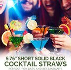[400 Pack] Chunspak 5.75 inch Disposable Black Paper Cocktail Straws, Paper Bar Stirrers - Individually Wrapped