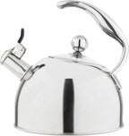 Viking 3-Ply Stainless Steel Tea Kettle, 2.6 Quart Stovetop Hot Water Pot with Tempered Glass Lid, Ergonomic Handle, Induction Ready, Satin Silver