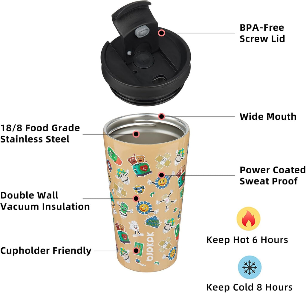 BJPKPK 18oz Tumbler With lid And Straw Stainless Steel Travel Coffee Mug Insulated Tumblers Cups,Spring Party Brown