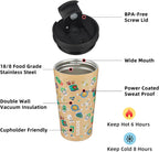BJPKPK 18oz Tumbler With lid And Straw Stainless Steel Travel Coffee Mug Insulated Tumblers Cups,Spring Party Brown