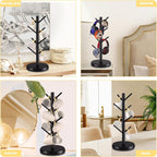 Mug Holder Tree,New Upgraded 360° Rotated 8 Hooks Coffee Cup Holder for Counter,Sustainable Wood Mug Rack Standing for Coffee Bar Accessories and Kitchen Home Organizer(Black)