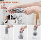 Homaxy 12 Pack Kitchen Dish Cloths, Ultra Soft and Absorbent Dish Towels, Reusable Fast Drying Microfiber Cleaning Cloth, Coral Velvet Wave Design No-lint, 10 x 10 inches, Grey