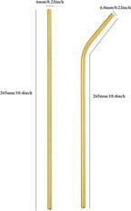 Reusable Metal Straws 50Pack.Ultra Long 10.5”Gold Color Stainless Steel Drinking Straws in Bulk For Wholesale.265x6mm Straight Curved Straws for 20/30oz Tumblers Yeti (50pcs all bent Gold-10.5")