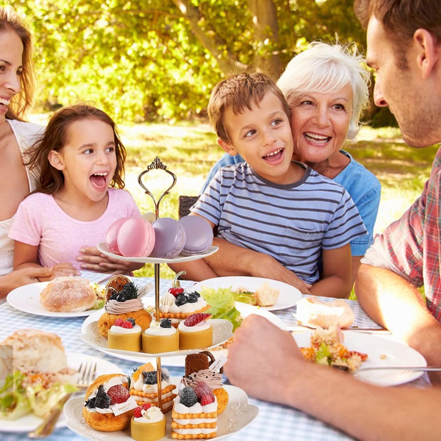 ShellKingdom 2 Pack Cupcake Stand, 3 Tier Serving Tray Cupcake Dessert Candy Fruit Display Holder for Wedding, Christmas, Baby Shower Birthday Tea Party (Round)