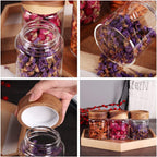 SAIOOL 3 Packs Glass Food Storage Jars with Screw Airtight Seal Acacia Wood Lids,Spice Jars with Lids, Organization for Jars Bottles Containers Travel Gear, Sugar, Salt,Coffee, cookies,spices