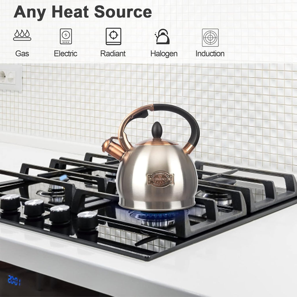 3Quart Whistling Tea Kettle Classic Teapot Stainless Steel Teakettle with Cool Grip for Stovetop