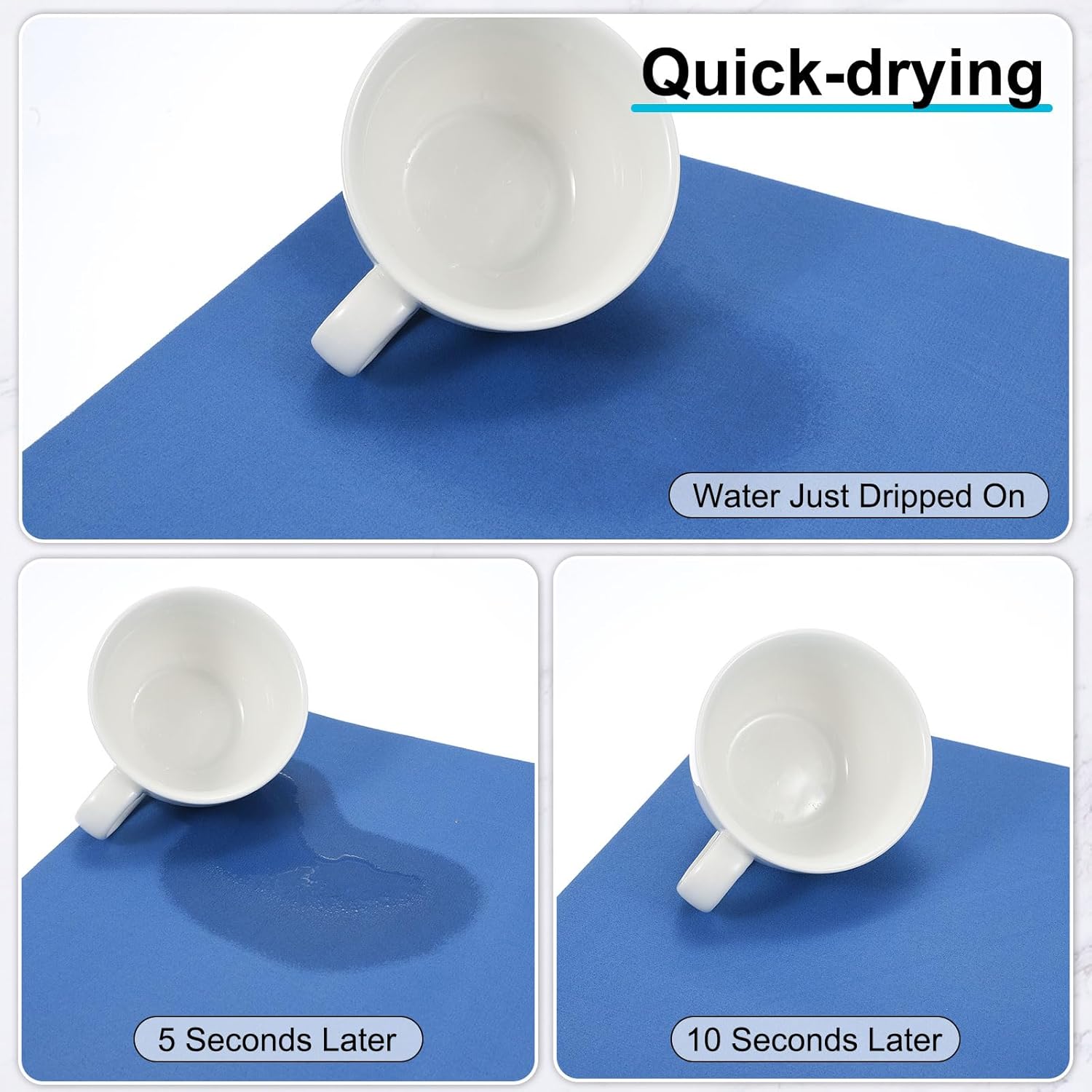 uxcell Silicone Mats for Kitchen Counter, 23.6" x 15.7" Non-Slip Countertop Protector Mat Heat Resistant Coffee Mat Waterproof Table Placemat, Blue