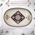 Oval Plastic Serving Tray with Handles, Elegant Decorative Tray for Coffee Table, Ottoman, Living Room, Kitchen, Outdoor Use. 10"*16"*1.4" C