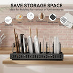 AmoiChic Pull Out Cabinet Organizer for Pots and Pans, Black Storage Rack with 8 Adjustable Dividers, Kitchen Countertop Lid Holder for Pot Lid, Bakeware, Dishes Storage, 2 Pack