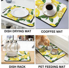 Dish Drying Mat for Kitchen Counter 20x12in Washable Quick Dish Drying Pad Rubber Backed Absorbent Draining Mat Fit Kitchen Counter,Bar,Under Sink,Dishes,Utensils,Dish Rack
