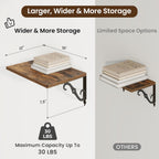 RICHFOCUS 12 Inch Deep Floating Shelves for Wall, 16" W x 12" D Wood Wall Shelves Set of 2, Wide Floating Shelves for Living Room, Bedroom, Kitchen, Bathroom and Decor Storage, Rustic Brown