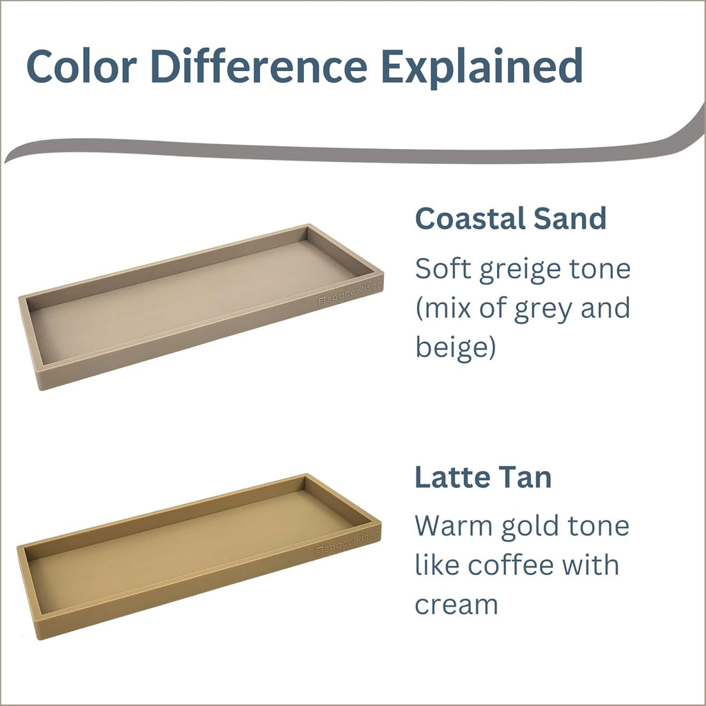 Countertop and Vanity Tray - 2 PC (11” and 7”) Shatterproof Silicone Kitchen and Bathroom Trays for Counter, Kitchen Soap Dispenser Tray, Vanity Trays for Bathroom, Perfume Key Tray