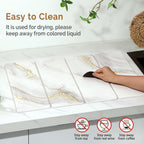 Large Stone Dish Drying Mat for Kitchen Counter Quick Dry Stone Dishes Mats Marbled Water Absorbing Diatomaceous Earth Drying Pad for Countertop Bottles Utensils Cups (Yellow White 24"x16"&8"x4")