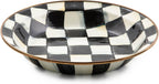 MACKENZIE-CHILDS Enamel Pie Plate, Ovenproof Pie Pan for Cooking and Serving, Black-and-White Courtly Check