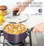 MICHELANGELO Nonstick Sauce Pan with Lid, Ceramic Saucepan Set, Non Toxic Small Saucepans Sets with Stay-Cool Handle, Induction Pots For Cooking, PTFE & PFOA Free - 1Qt & 2Qt & 3Qt, Purple