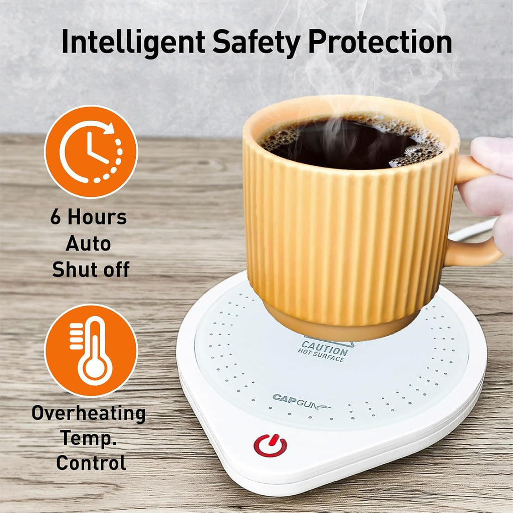 Electric Coffee Mug Warmers for Desk, 75℃ Precision Heating & Auto Shut Off, Spill-Proof Cup Warmer for Coffee/Tea/Milk/Hot Chocolate (White)
