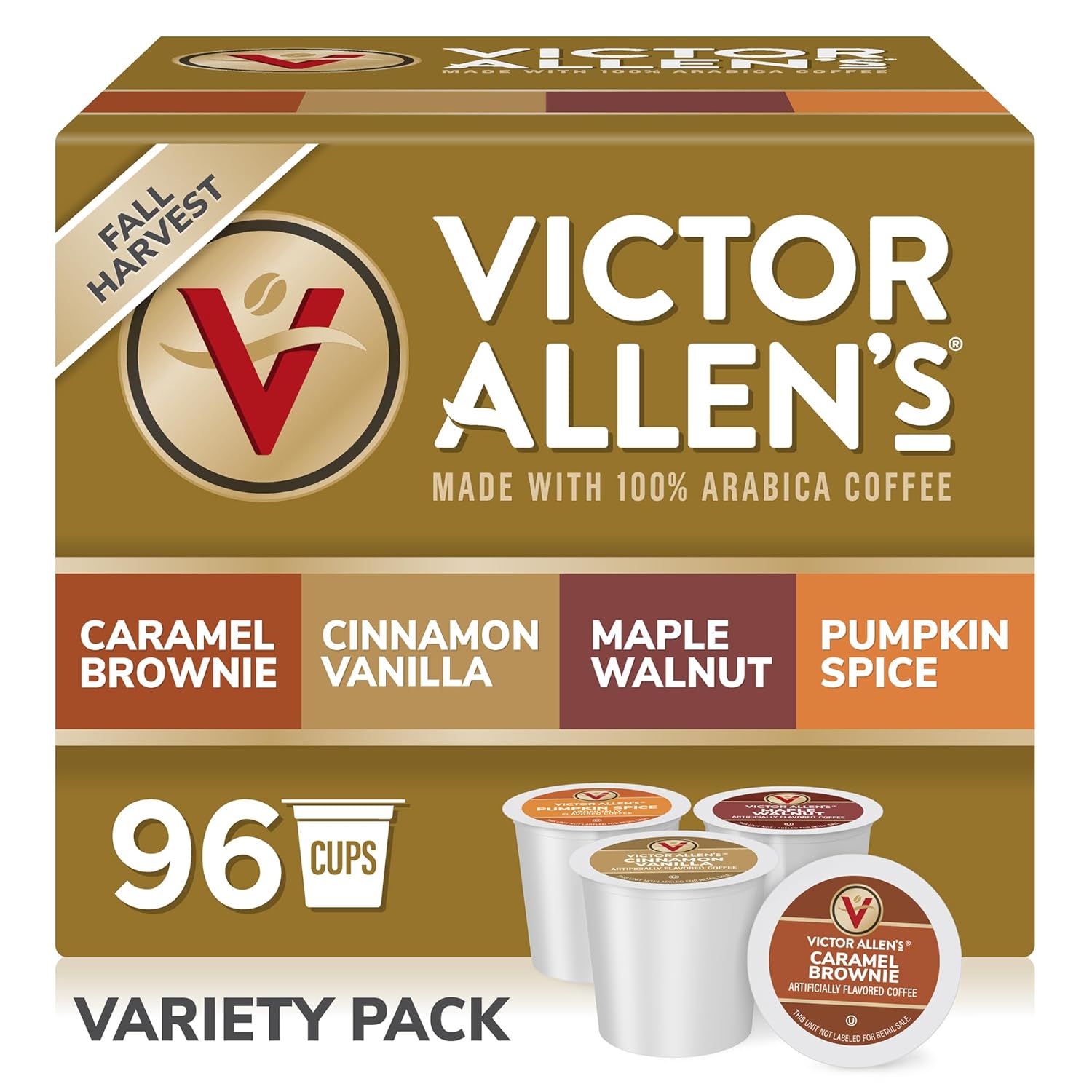 Victor Allen's Coffee Fall Harvest Variety Pack, Medium Roast, 96 Count, Single Serve Coffee Pods for Keurig K-Cup Brewers