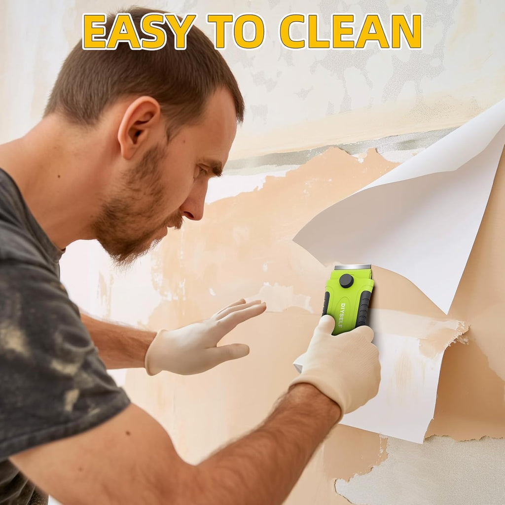 DIYSELF 1 Pack Razor Blade Scraper with 15 Extra Blades, Scraper Tool for Cleaning Window, Paint, Cooktop, Oven, Glass Stove Top Scraper, Razor Scraper with Buit-In Blade Storage (Green)