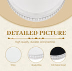 MAONAME Wood Serving Tray, Farmhouse Wooden Tray for Coffee Table, Oval Beaded Trays, White Decorative Trays for Living Room, Kitchen, 15" X 9" X 1.2"