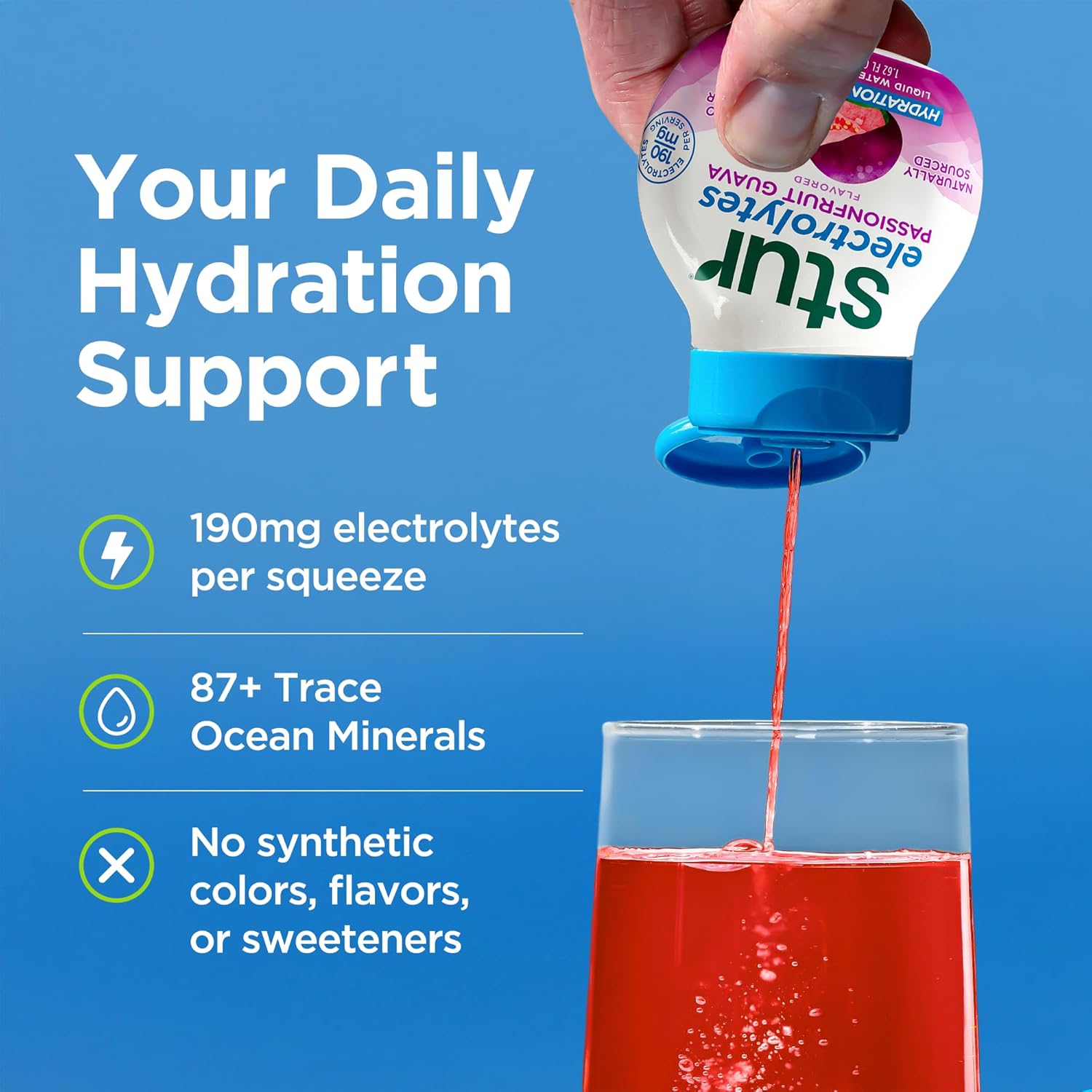 Stur Electrolyte Water Enhancer | Sweetened with Stevia | High in Vitamin C & Antioxidants | Sugar Free | Zero Calories | Keto | Vegan | 5 Bottles, Makes 90 Drinks (Passionfruit Guava)