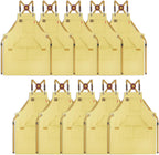 10 Pack Kitchen Apron, Work Apron, Canvas, Multiple Pockets, Gardening, Painting, BBQ, Artist, Carpenter, Sizes M to XXL, Amber