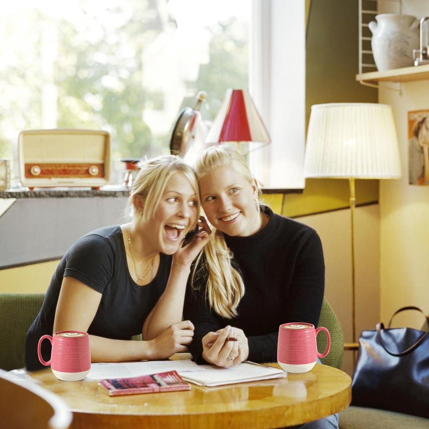 Hasense Coffee Mug, 20 oz Ceramic Coffee Cup for Hot and Cold Drink, Large Latte Mug with Comfortable Handle for Tea Coffee Cocoa, Mother's Day Gifts, 1 PCS(Pink Red)