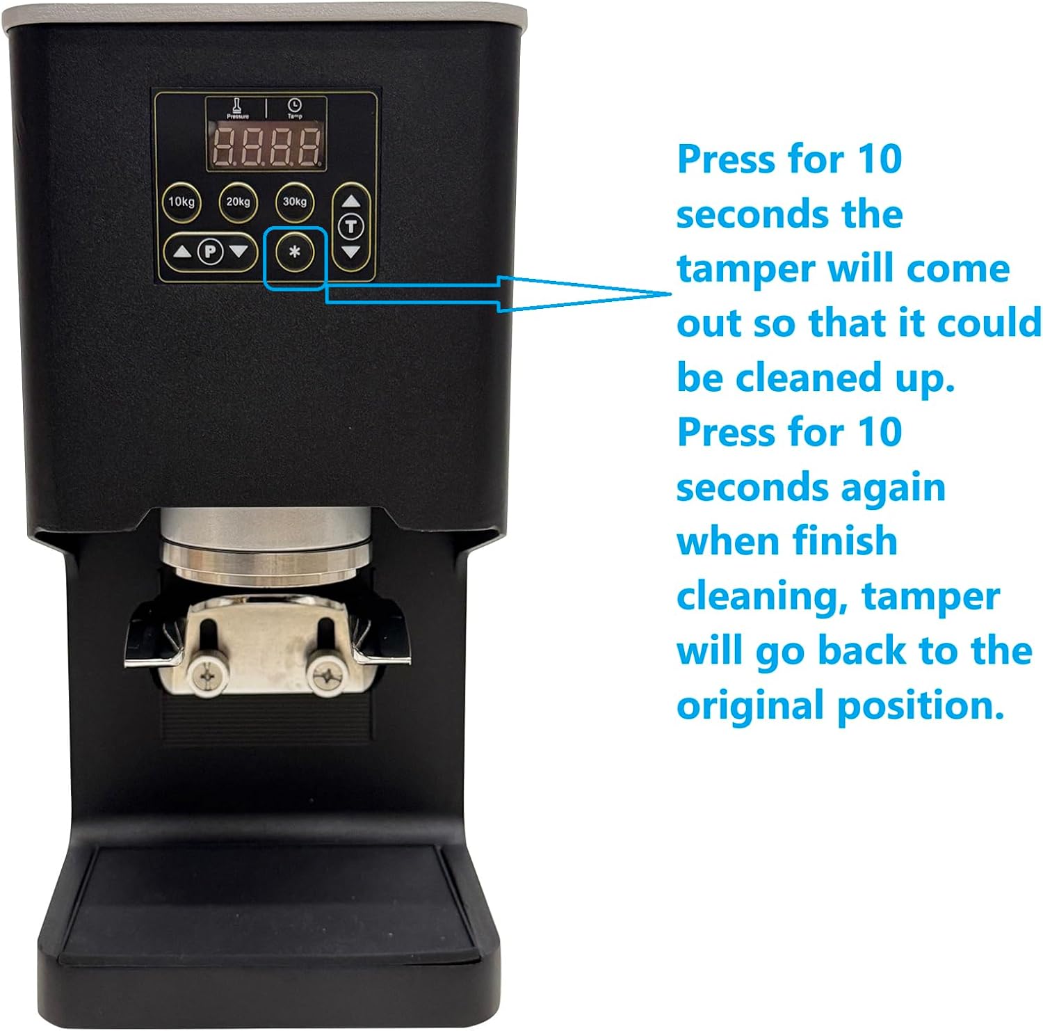 Electronic Automatic Coffee Tamper Machine - Precision Press for Perfect Espresso for Home & Commercial. Adjustable Pressure, Multi-Tamp, Hands Free Operation, Height Adjustable for Wide Range (Black)