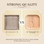 Wooden Decorative Tray, Small Serving Tray with Wood Bead, Farmhouse Big Tray for Ottoman, Countertop, Coffee Tabl, 13" x 13"x 1.6" (White Washed)