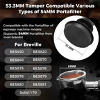 IKAPE 53.3mm Espresso Tamper, Spring-loaded Calibrated Tamper with Titanium Ripple Plating Base, Compatible with 54mm Breville Espresso Bottomless Portafilter