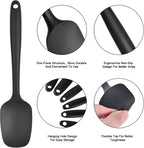 Heat Resistant Silicone Spatulas Set Food Grade Silicone Seamless One Piece Design BPA-Free,Non-Stick,Dishwasher Safe,Cooking and Mixing Set of 6PCS-Black(Black)