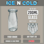 6.76 oz / 200ml Vintage Glass Bottle with Leakproof Clear Lid, Reusable & Eco-Friendly – Ideal for Milk, Juices, Smoothies, Infused Water, BPA-Free Glass Bottle (6-Pack)