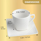 Espresso Cups With Saucer 3oz/90ml, Turkish Coffee Cup Set, White Espresso Cups Set of 6 Italian Style, Demitasse Espresso Cup Set, Modern Espresso Coffee Cups, Tasas de Cafe Expreso Modernas