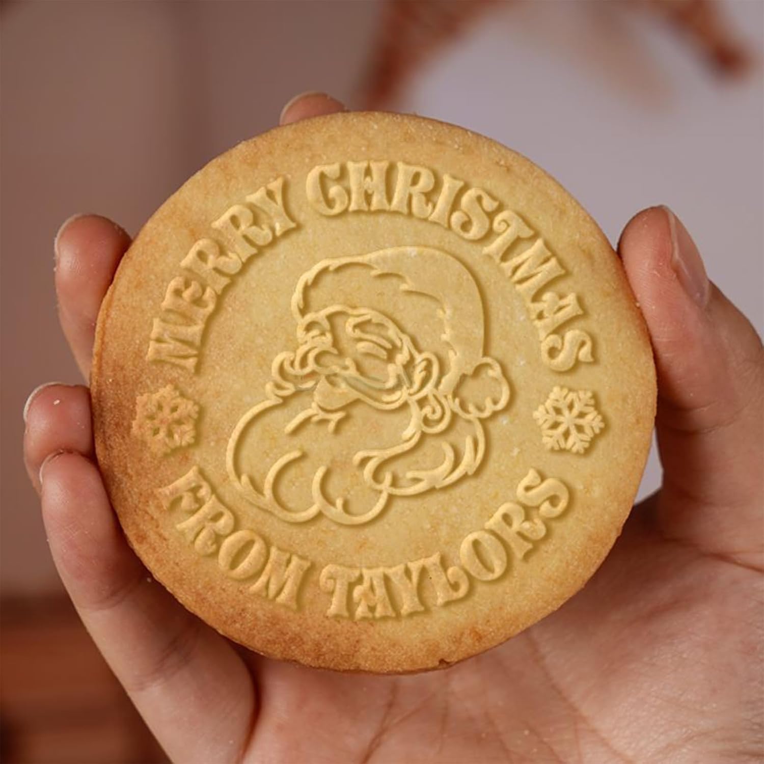 2025 Personalized Christmas Cookie Stamp Unique 3D Embossed Design Fun Tool for Baking Art (D)