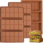 1 Inch Deep Chocolate Bar Mold, 3 Cavity Large Dubai Chocolate Molds, Thick Candy Bar Mould for Filling（3 Packs）