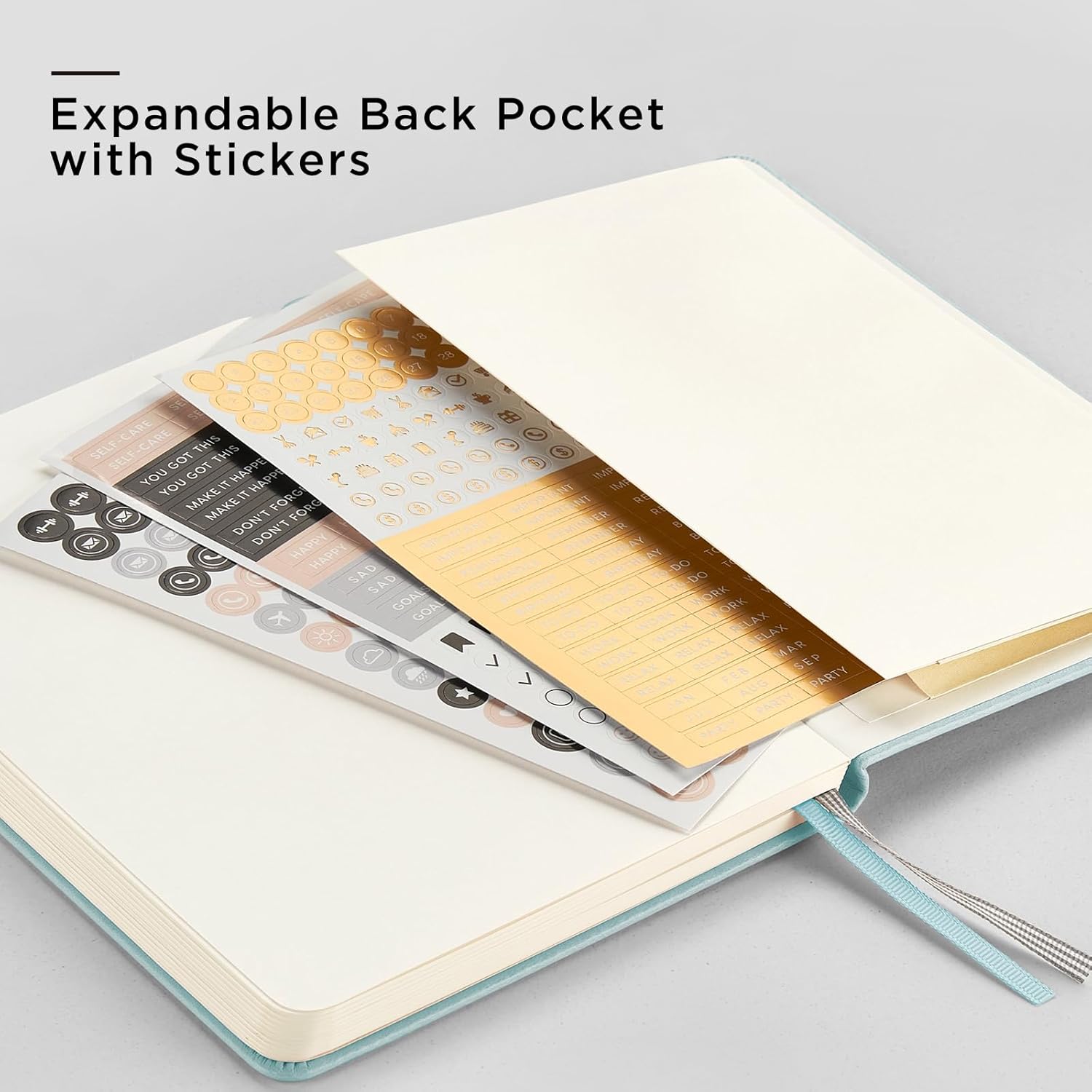 &And Per Se Dotted Journal Notebook, A5 Hardcover Leather Bullet Dotted Journal, 160 Pages 100 gsm Thick Dotted Paper，3 Sheets of Stickers Included - 5.7'' x 8'' (Turquoise)