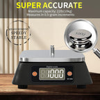 Kitchen Scales Digital Weight Grams and Ounces, YONCON KF-H8U Food Scale for Bakers, Candle and Soap Making, Baking Scale with Stainless Steel Large Platform, 22lb, 3*AA Batteries and AC Power Adapter