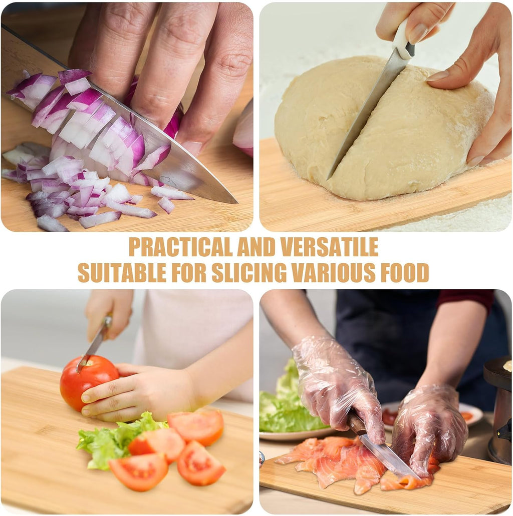 Patelai 12 Packs Wooden Cutting Board Set with Handles Large Kitchen Serving Plain Chopping Board Bulk Gifts for Mom for Vegetables Meat Pizza Cheese Fruit Bread(Bamboo,17 x 10 Inch)