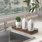 Wooden Decorative Tray, Oak 11.2" L Coffee Table Tray for Kitchen Countertop Soap Sponge Holder Candle Nightstand Table Centerpieces for Dining Room Decor Walnut